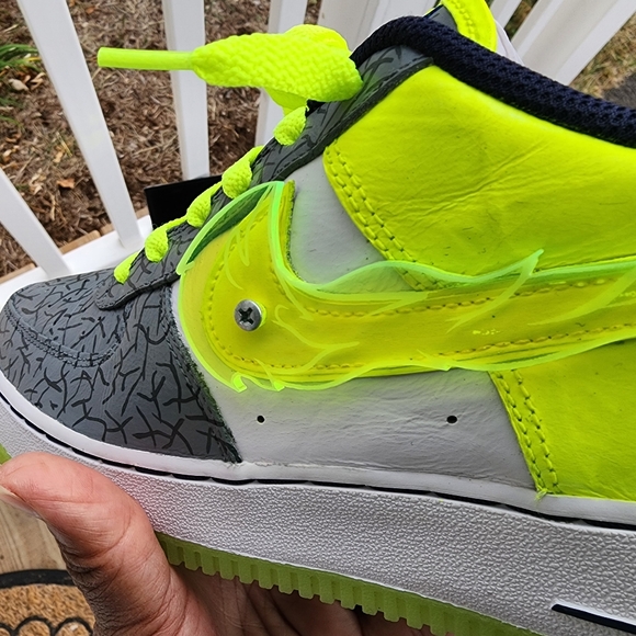 **CUSTOM** Nike Air Force One low ~ Cement Volt BLACK FRIDAY SALE - Picture 14 of 16